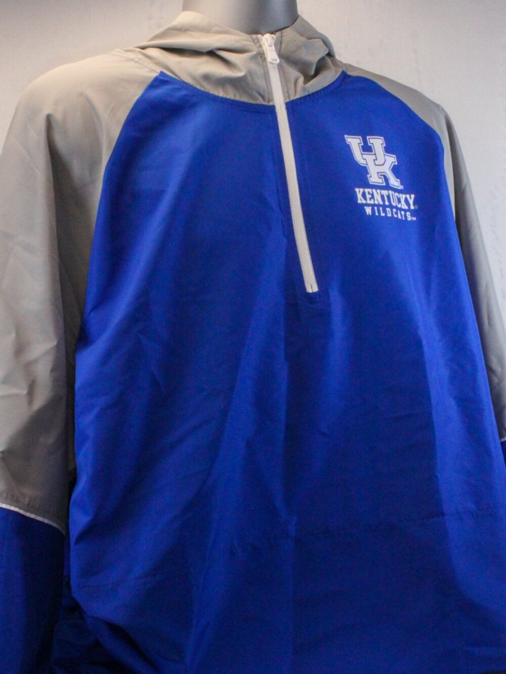 Kentucky Wildcats 1/4 Zip Long Sleeve Hooded Pullover Windbreaker Jacket Men 3XL